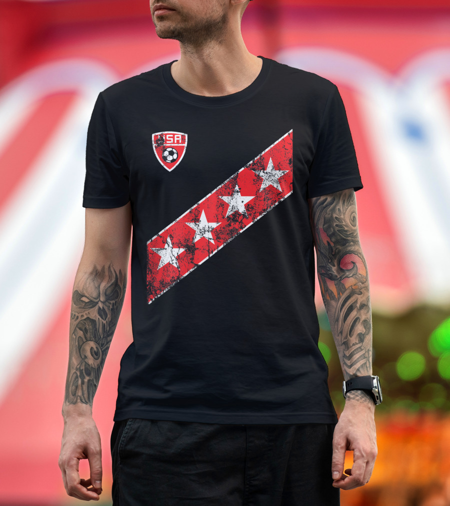 USA Soccer Stars Emblem with Red and White Stripes T-Shirt