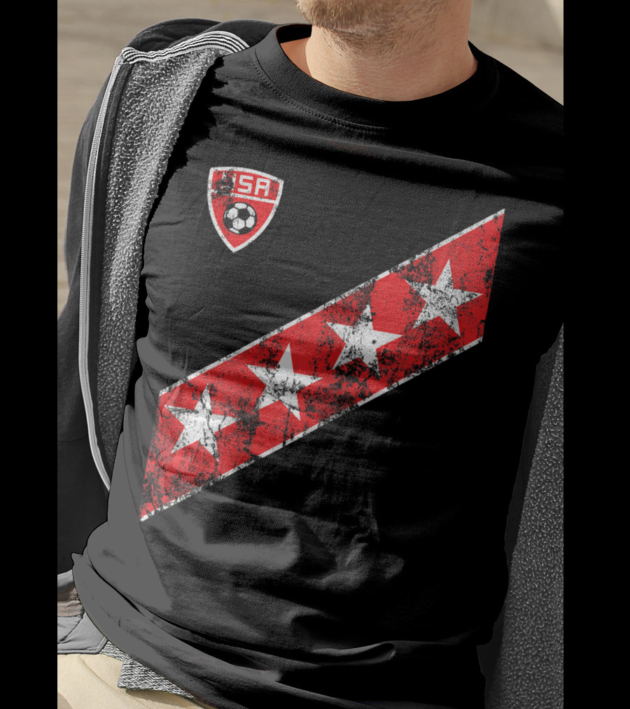 USA Soccer Stars Emblem With Red And White Stripes T-Shirt