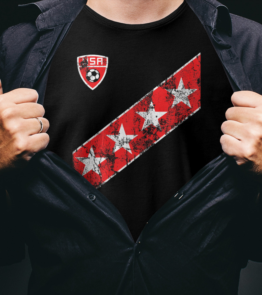 USA Soccer Stars Emblem With Red And White Stripes T-Shirt