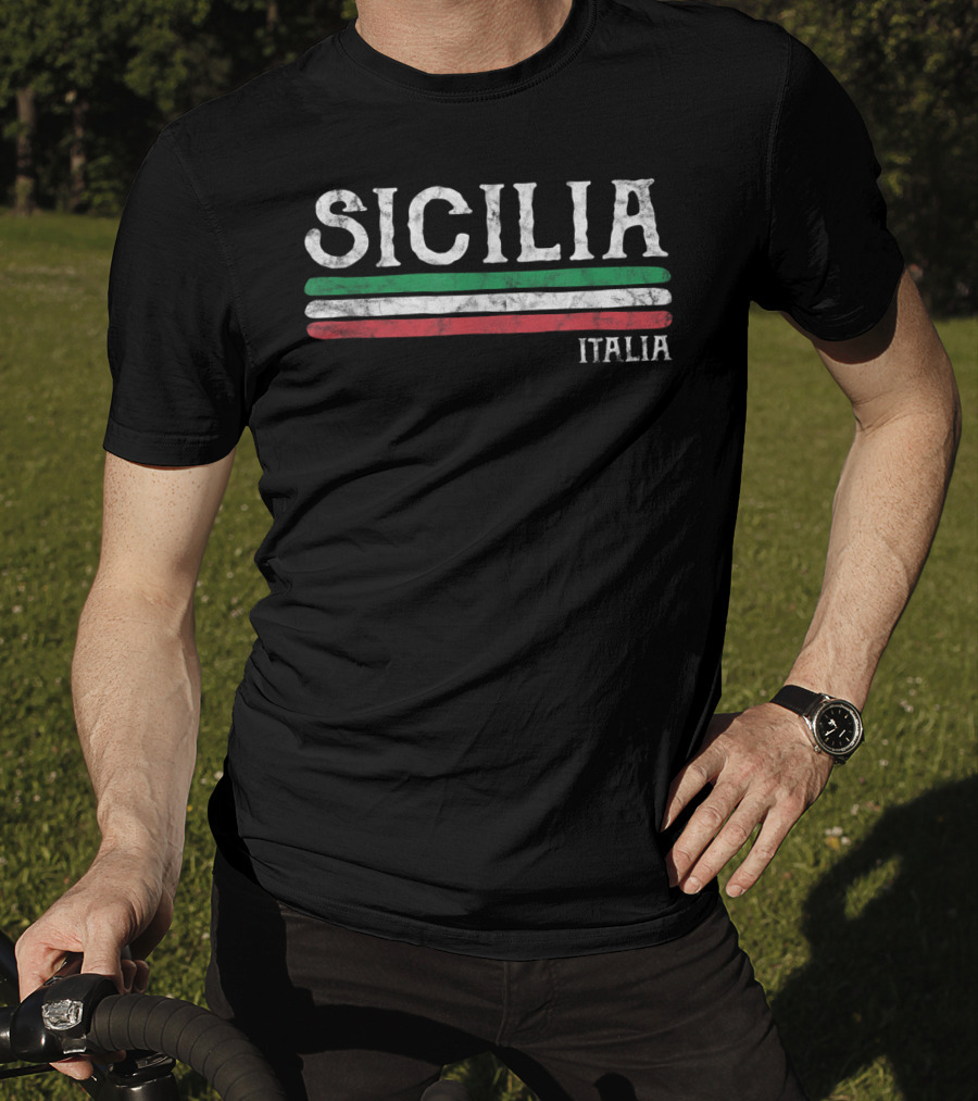 Sicilia Italia Vintage Souvenir Italian Flag T-Shirt