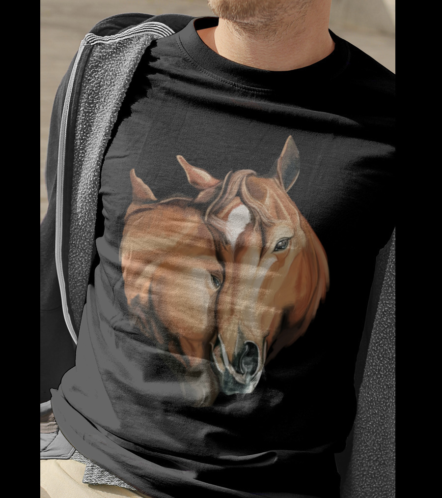Cute Brown Horses Love Horse Affection T-Shirt