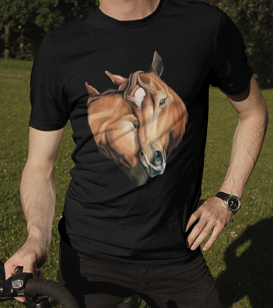 Cute Brown Horses Love Horse Affection T-Shirt