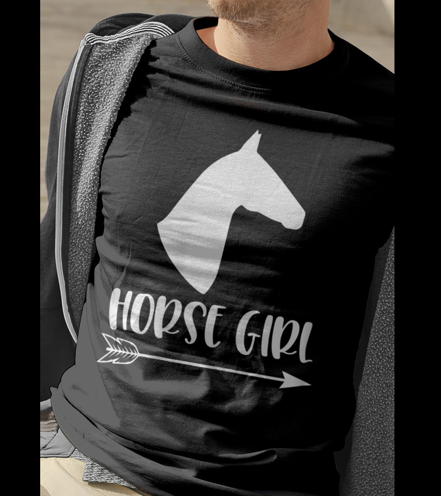 White Horse Girl Silhouette With Arrow I Love My Horses NY T-Shirt