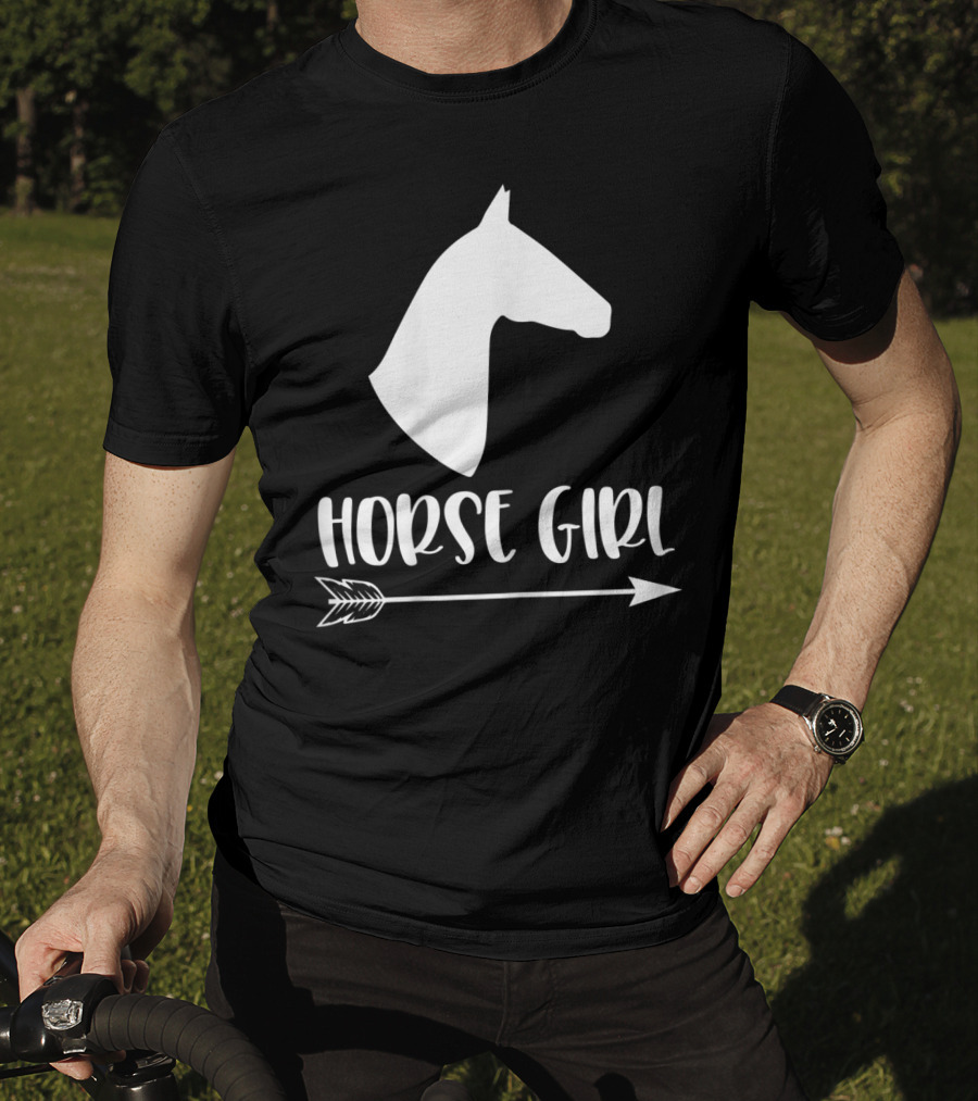 White Horse Girl Silhouette With Arrow I Love My Horses NY T-Shirt