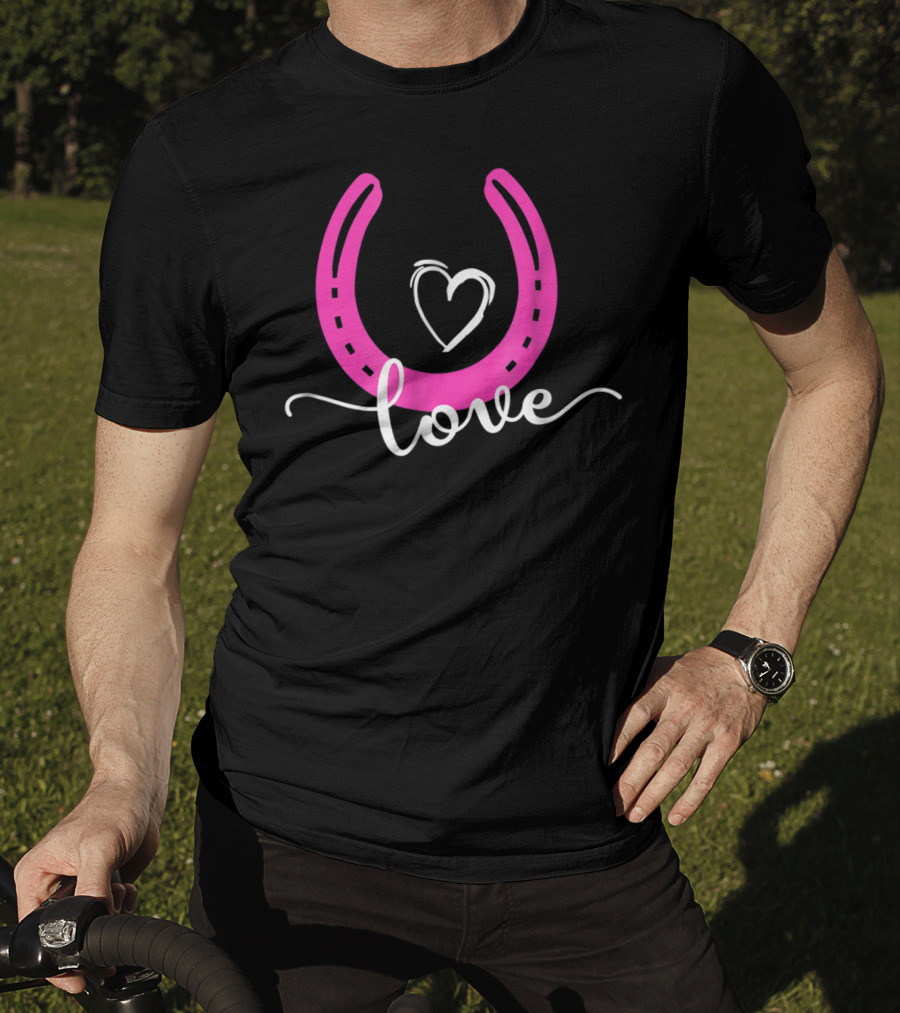 Love Horseshoe Heart Pink Cute Horse T-Shirt