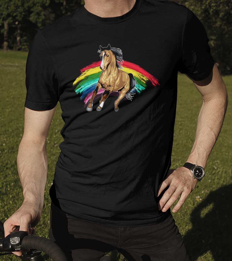 Cute Horse With Vibrant Rainbow For Horse Lovers T-Shirt