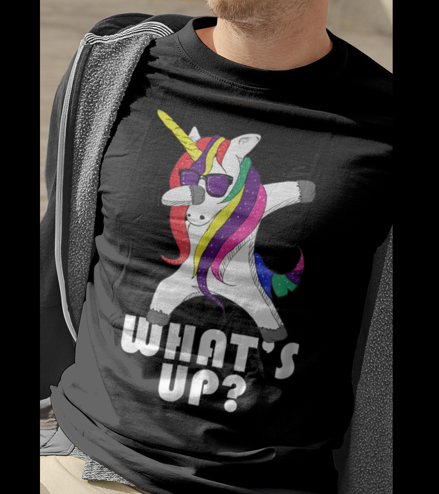 Dabbing Unicorn Rainbow Horse What's Up? T-Shirt