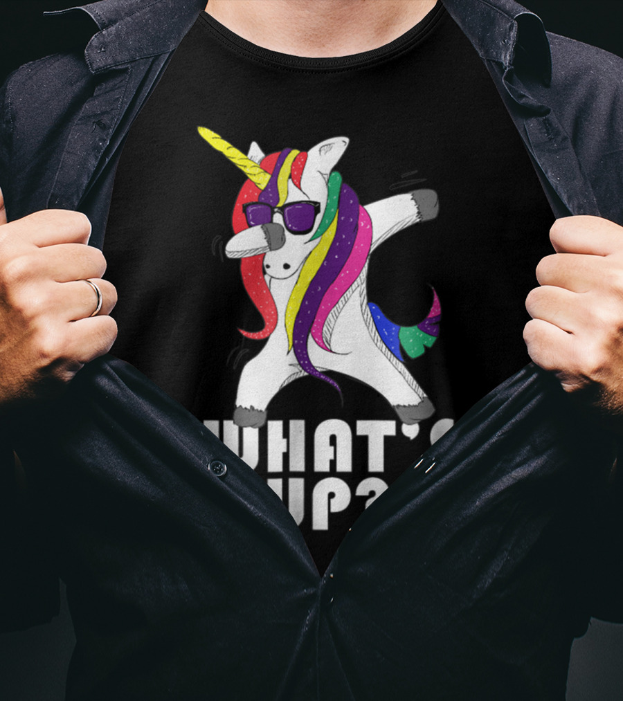 Dabbing Unicorn Rainbow Horse What's Up? T-Shirt