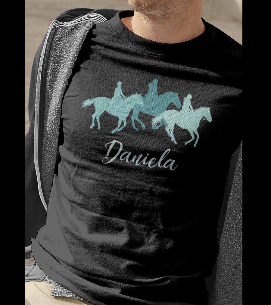 Daniela Horse Girl Rider Silhouette Personalized Name T-Shirt