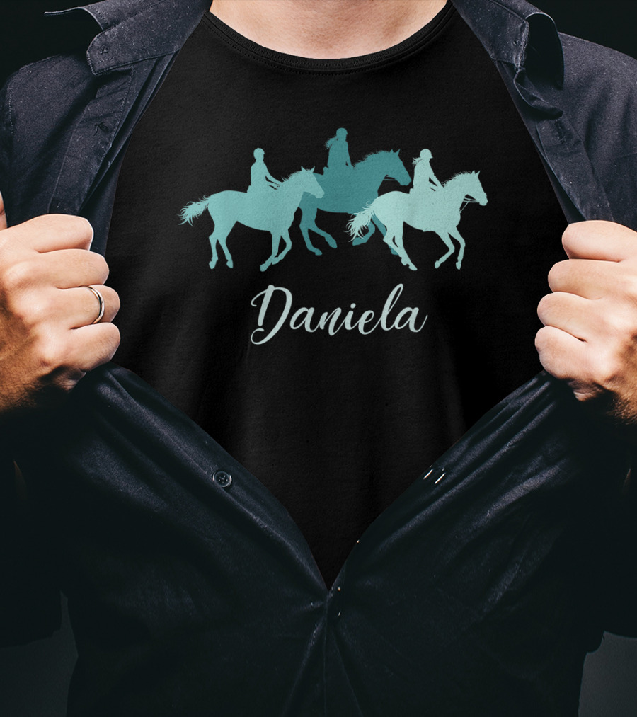 Daniela Horse Girl Rider Silhouette Personalized Name T-Shirt