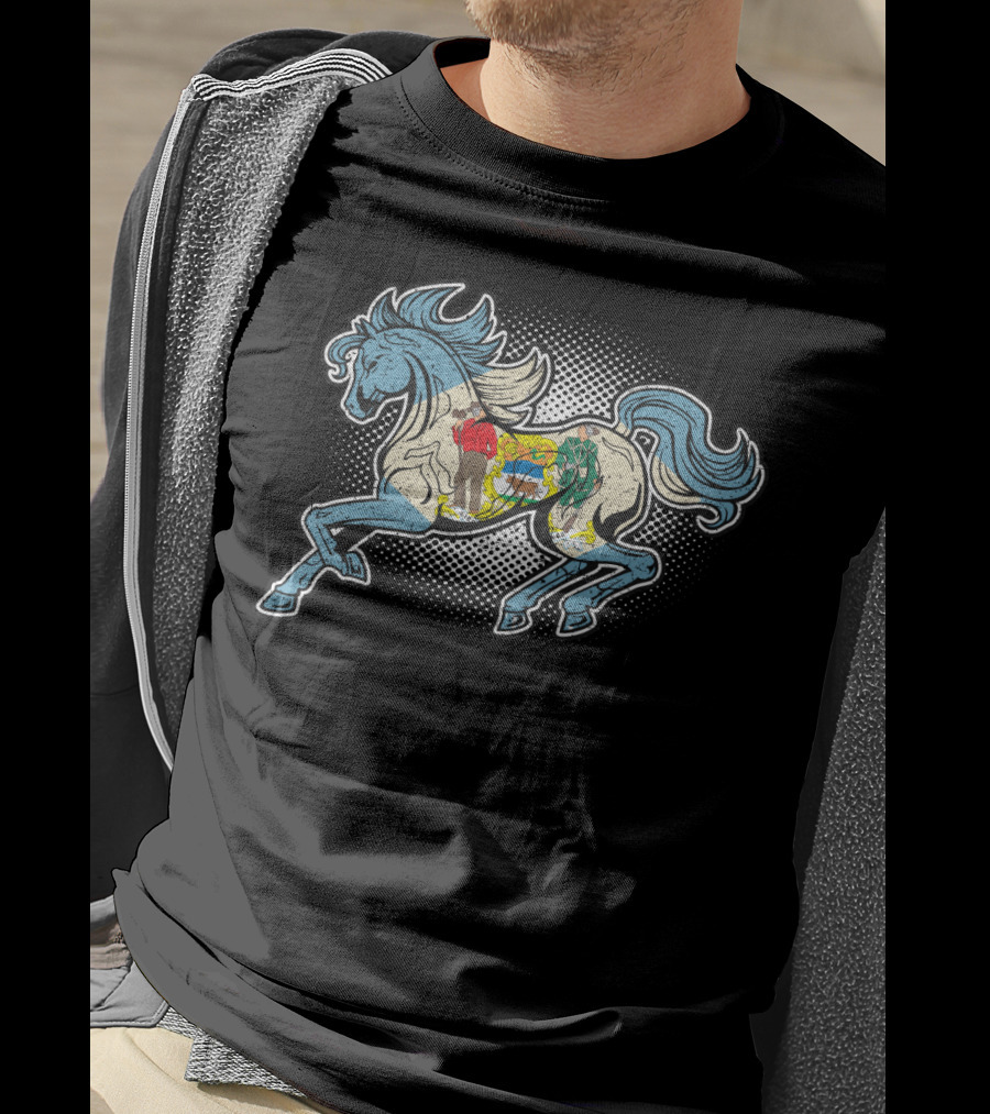Delaware State Flag Beautiful Galloping Horse Riding Spirit T-Shirt