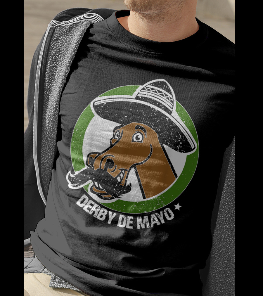 Derby De Mayo Cinco De Mayo Mustached Horse In Sombrero T-Shirt