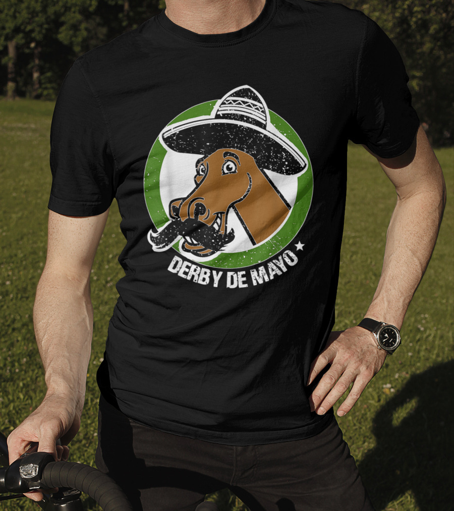 Derby De Mayo Cinco De Mayo Mustached Horse In Sombrero T-Shirt