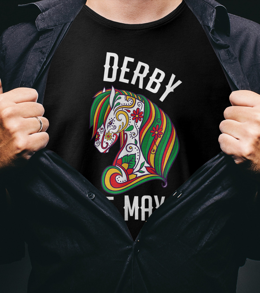 Derby De Mayo Colorful Floral Horse Art UF T-Shirt