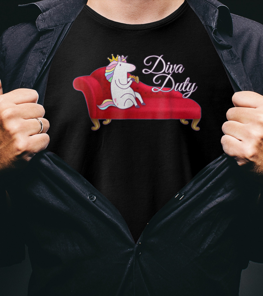 Diva Duty Unicorn Princess Horse Queen Funny Couch T-Shirt