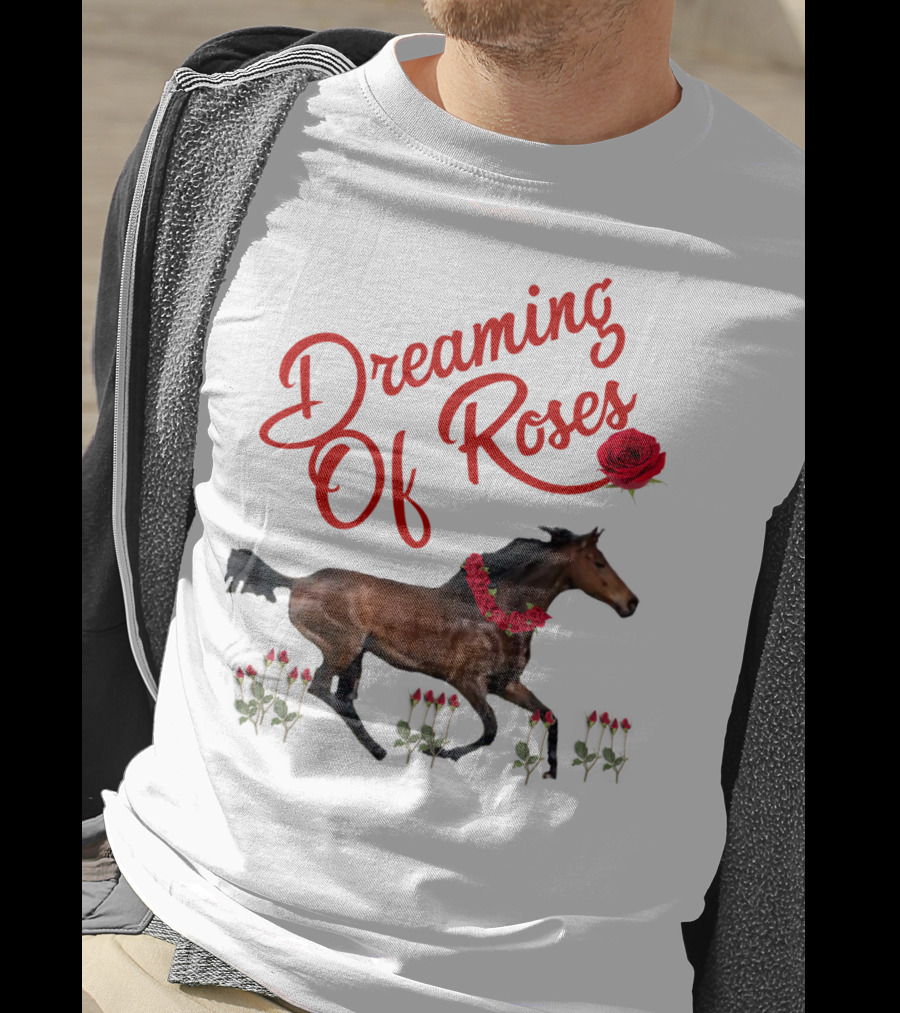 Dreaming Of Roses Horse With Red Floral Accents T-Shirt