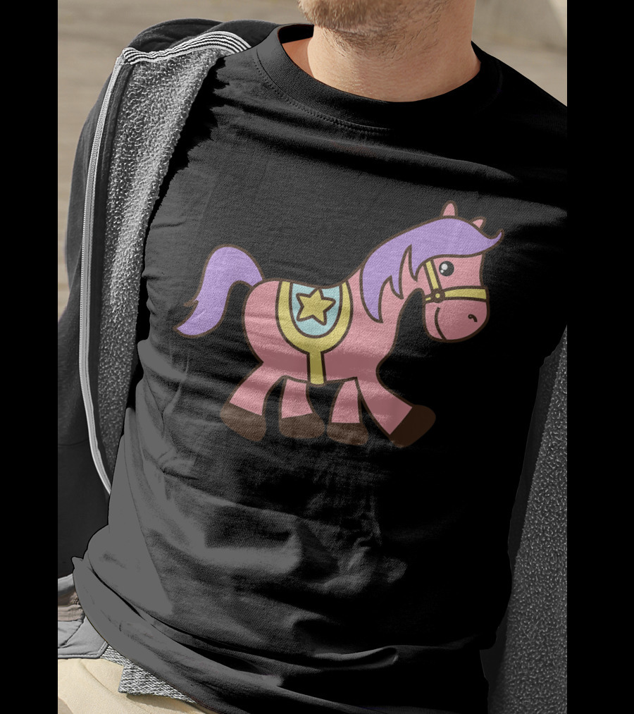 Happy Pink Pony With Purple Mane And Star Saddle T-Shirt