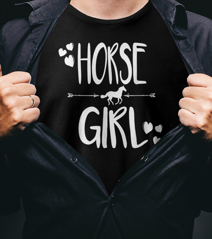 Horse Girl Equestrian Passion With Hearts And Arrow Accents T-Shirt