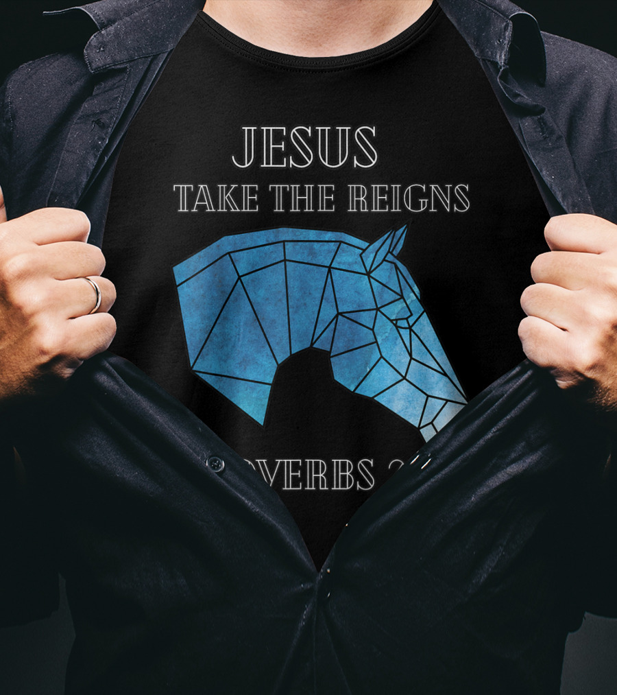 Jesus Take The Reigns Stained Glass Horse Proverbs 21:31 T-Shirt