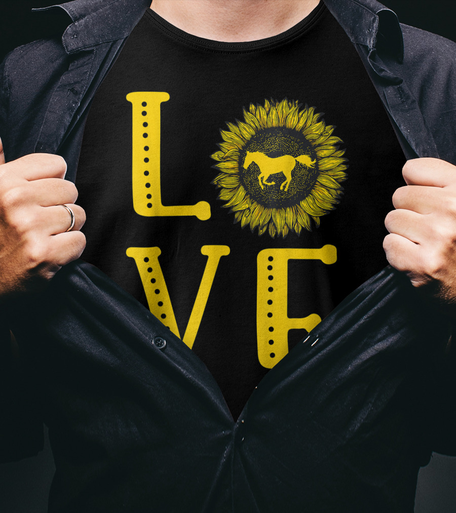 Love Sunflower Horse Lovers Cute Horse Girl T-Shirt