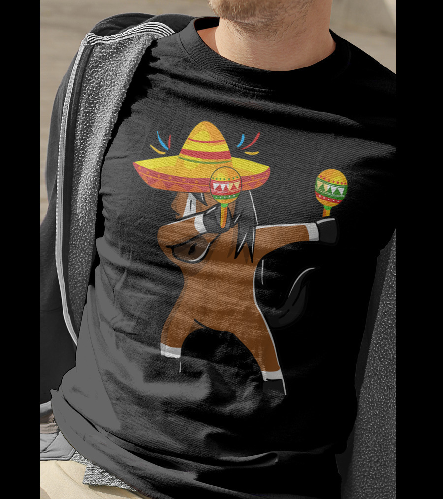 Dabbing Horse Sombrero Maracas Mexican Cinco T-Shirt