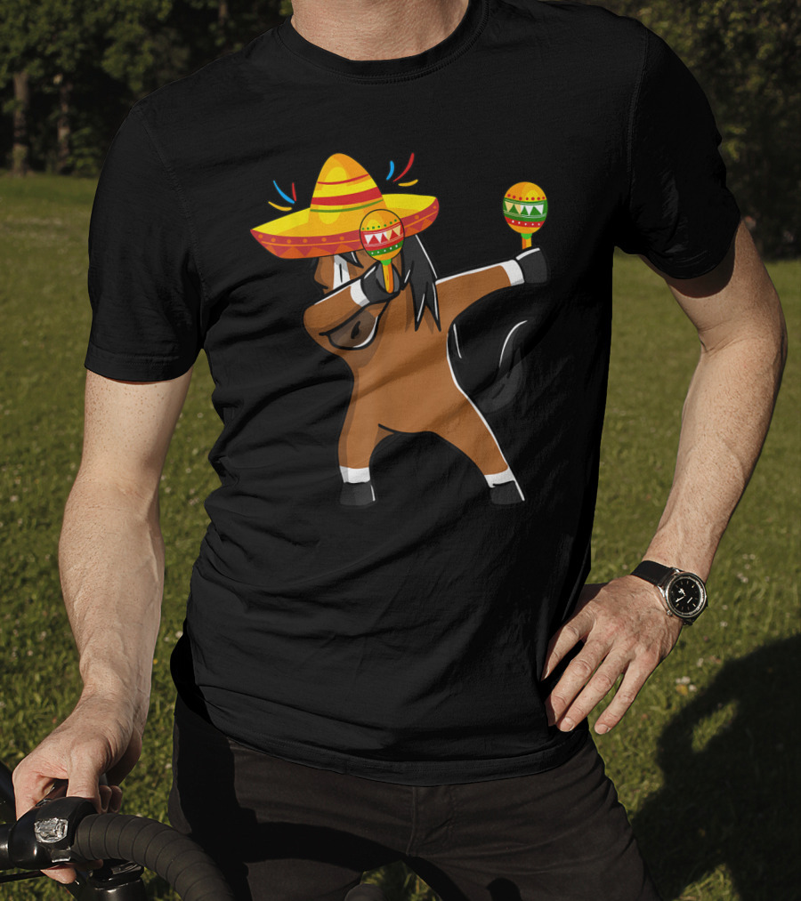 Dabbing Horse Sombrero Maracas Mexican Cinco T-Shirt