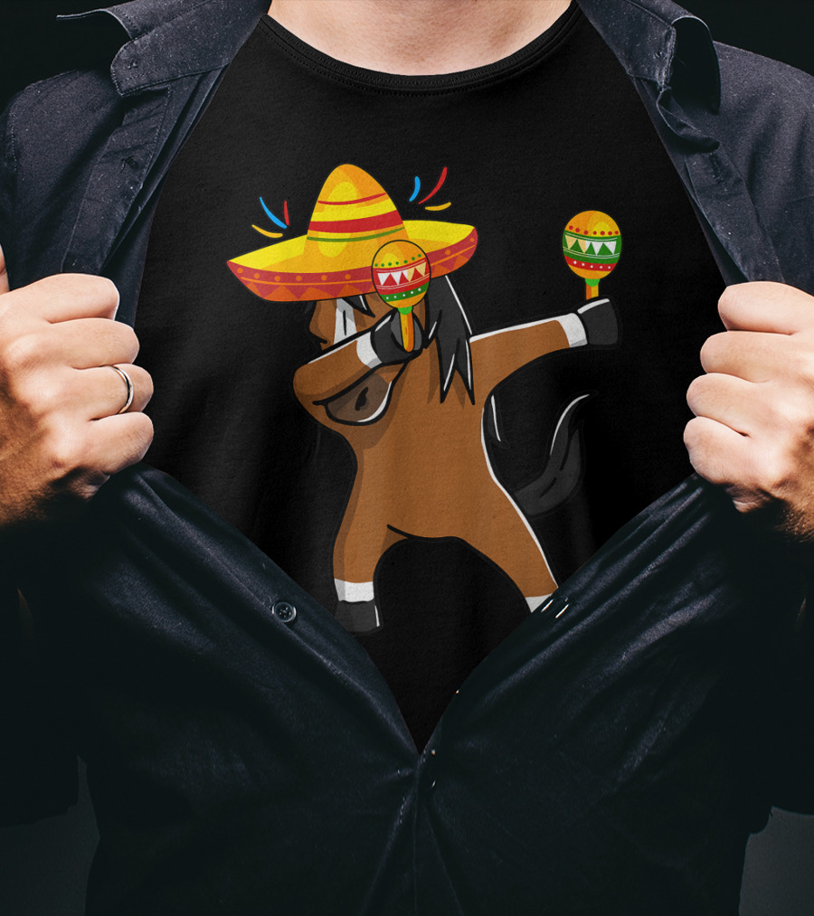 Dabbing Horse Sombrero Maracas Mexican Cinco T-Shirt