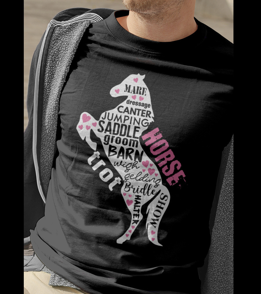 Dancing Horse Riding Girls Equestrian Mare Dressage Canter Jumping Saddle Barn Horse Show T-Shirt