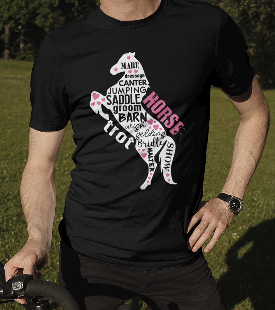 Dancing Horse Riding Girls Equestrian Mare Dressage Canter Jumping Saddle Barn Horse Show T-Shirt