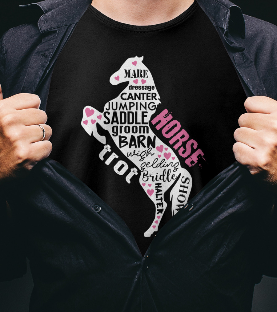 Dancing Horse Riding Girls Equestrian Mare Dressage Canter Jumping Saddle Barn Horse Show T-Shirt