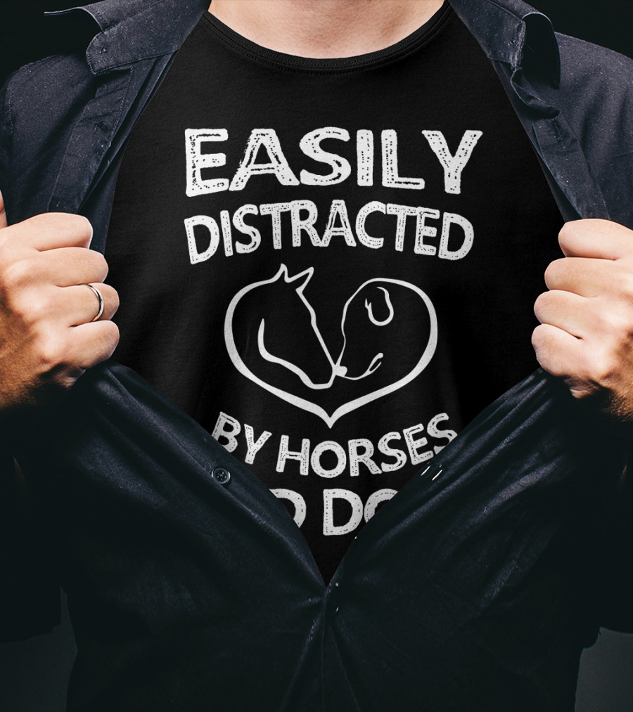 Easily Distracted By Horses And Dogs Heart T-Shirt