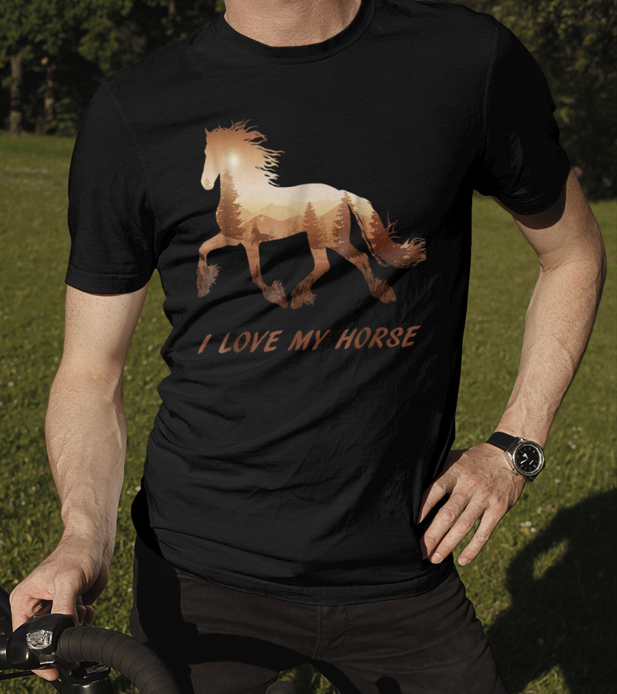 I Love My Horse Riding Sunset T-Shirt