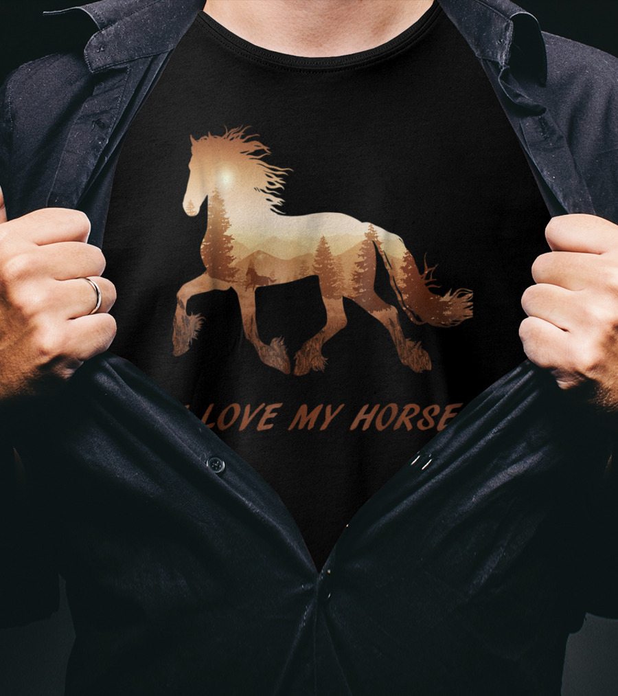 I Love My Horse Riding Sunset T-Shirt