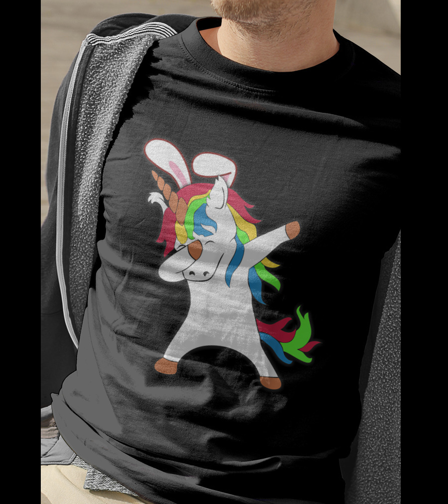 Easter Bunny Dabbing Unicorn With Rabbit Ears T-Shirt