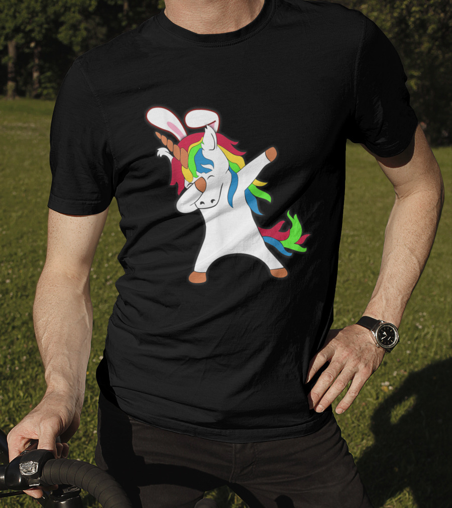 Easter Bunny Dabbing Unicorn With Rabbit Ears T-Shirt