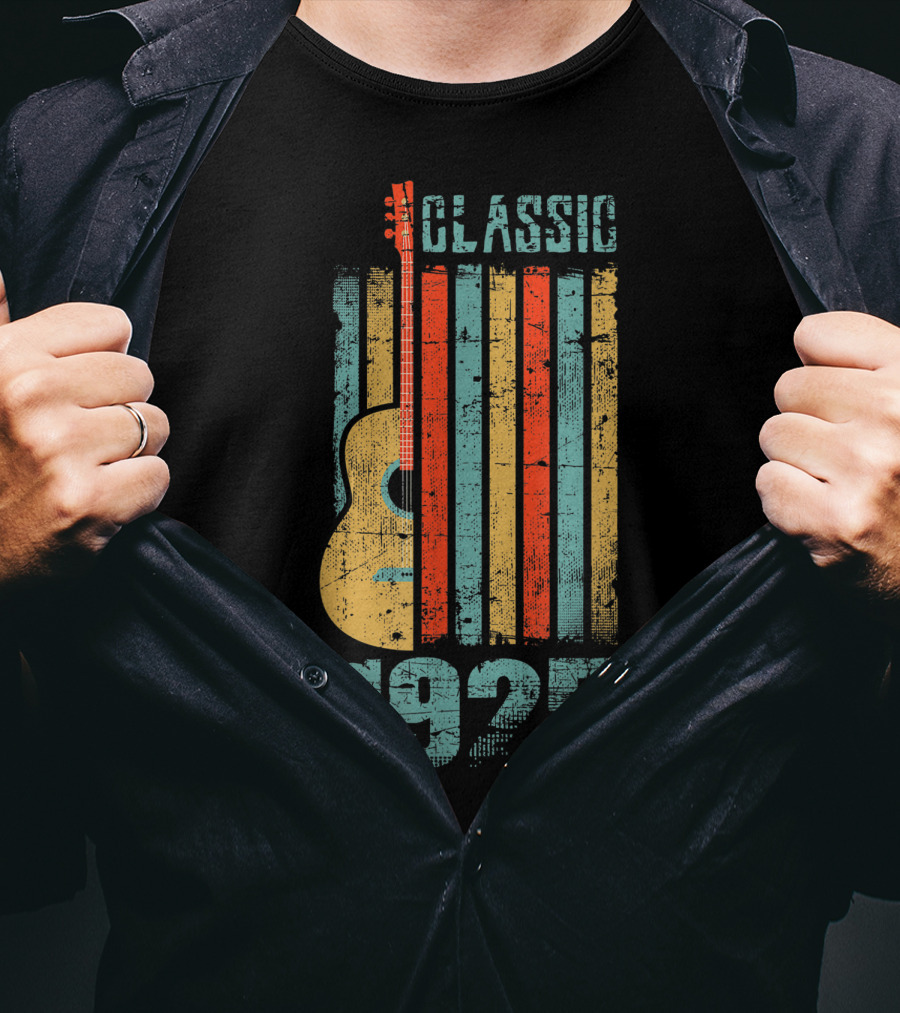 Classic 1925 Guitar Music Vintage Stripes T-Shirt