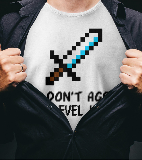 Arcade Classic I Don't Age I Level Up Gaming Sword T-Shirt