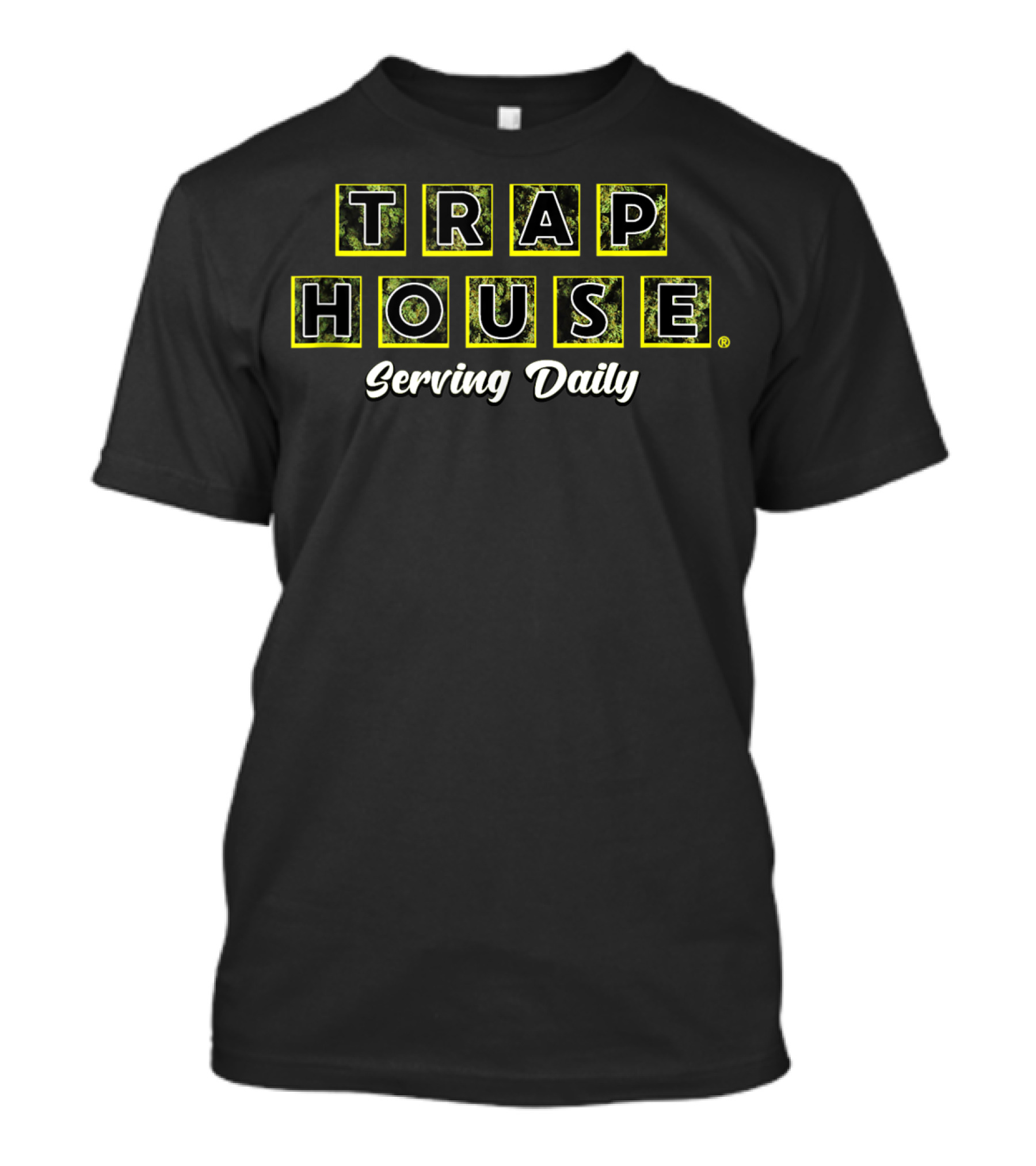 TRAP HOUSE Serving Daily Black Nug Life Waffle Buds Classic Traphouse 3L T-Shirt
