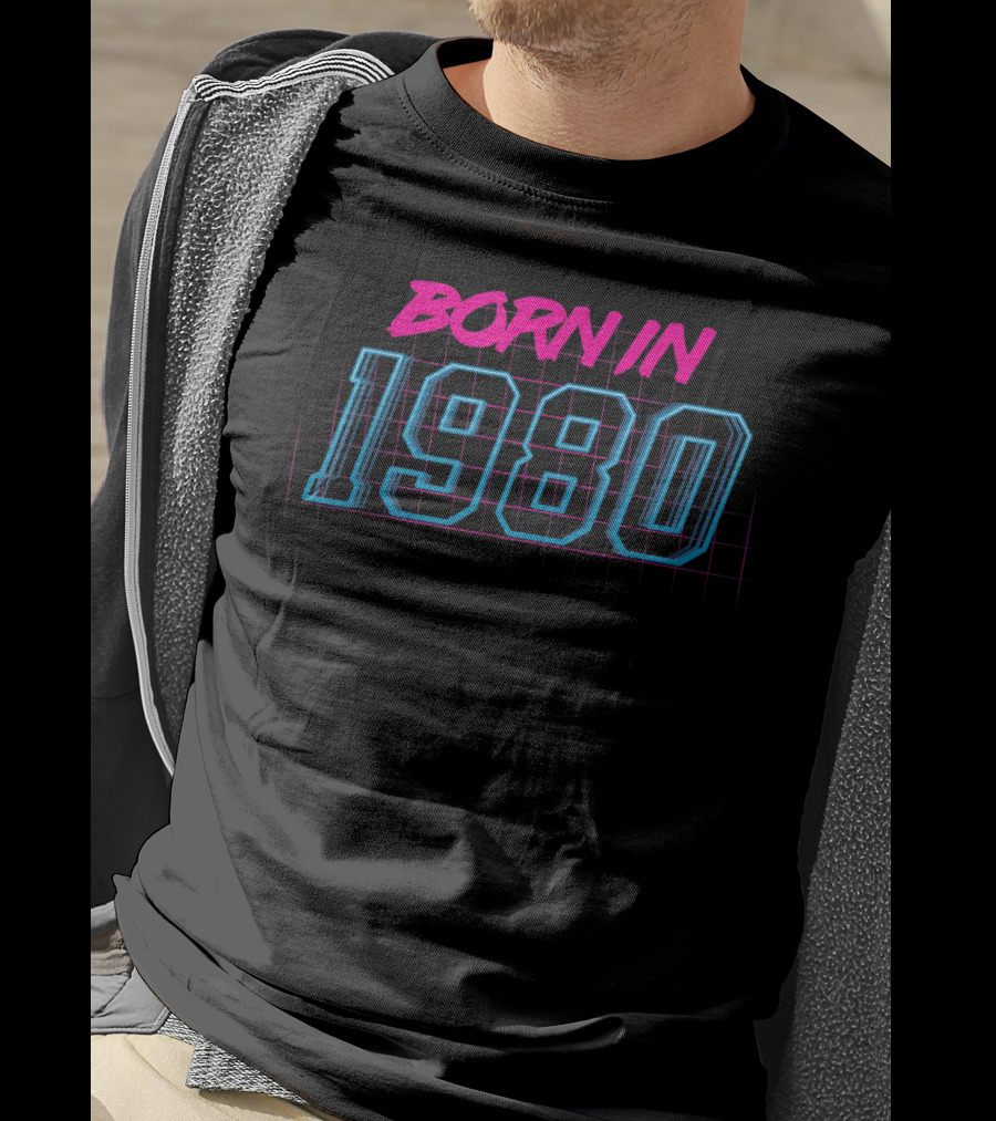 Born In 1980 Retro 80s Neon T-Shirt