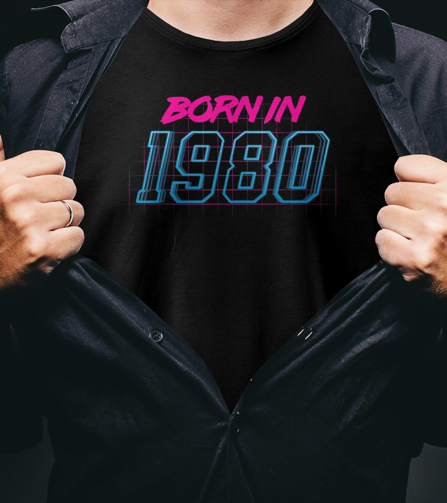 Born In 1980 Retro 80s Neon T-Shirt