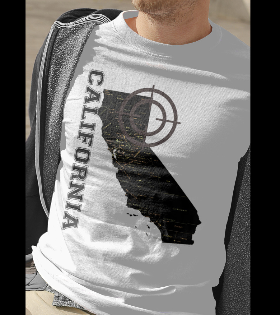 California Maps Classic Fun Black X0 State Outline With Target T-Shirt