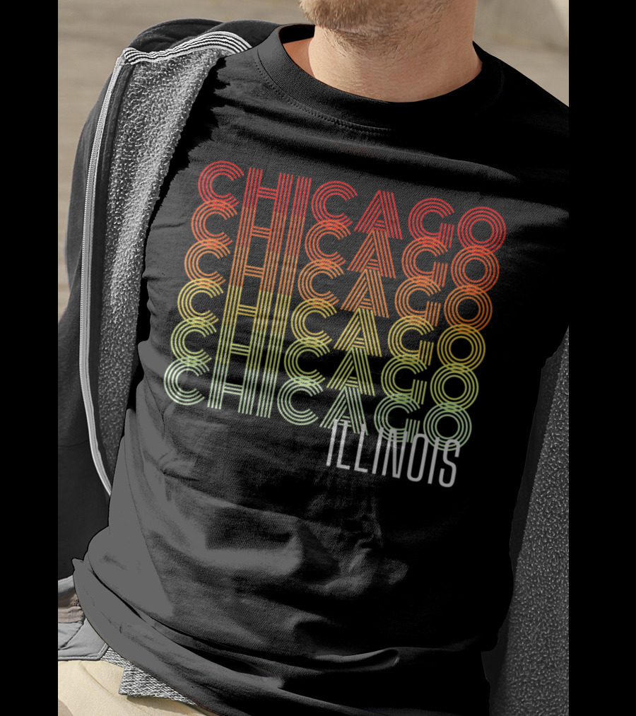 Chicago Illinois Gradient Text Classic ZB T-Shirt