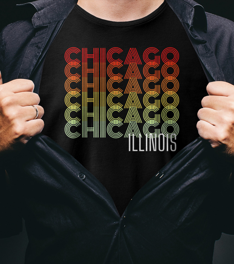 Chicago Illinois Gradient Text Classic ZB T-Shirt