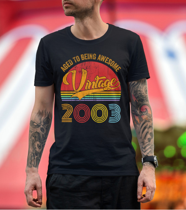 Premium T-Shirt: Aged to Being Awesome Vintage 2003 Rainbow T-Shirt Aged to Being Awesome Vintage 2003 Rainbow T-Shirt