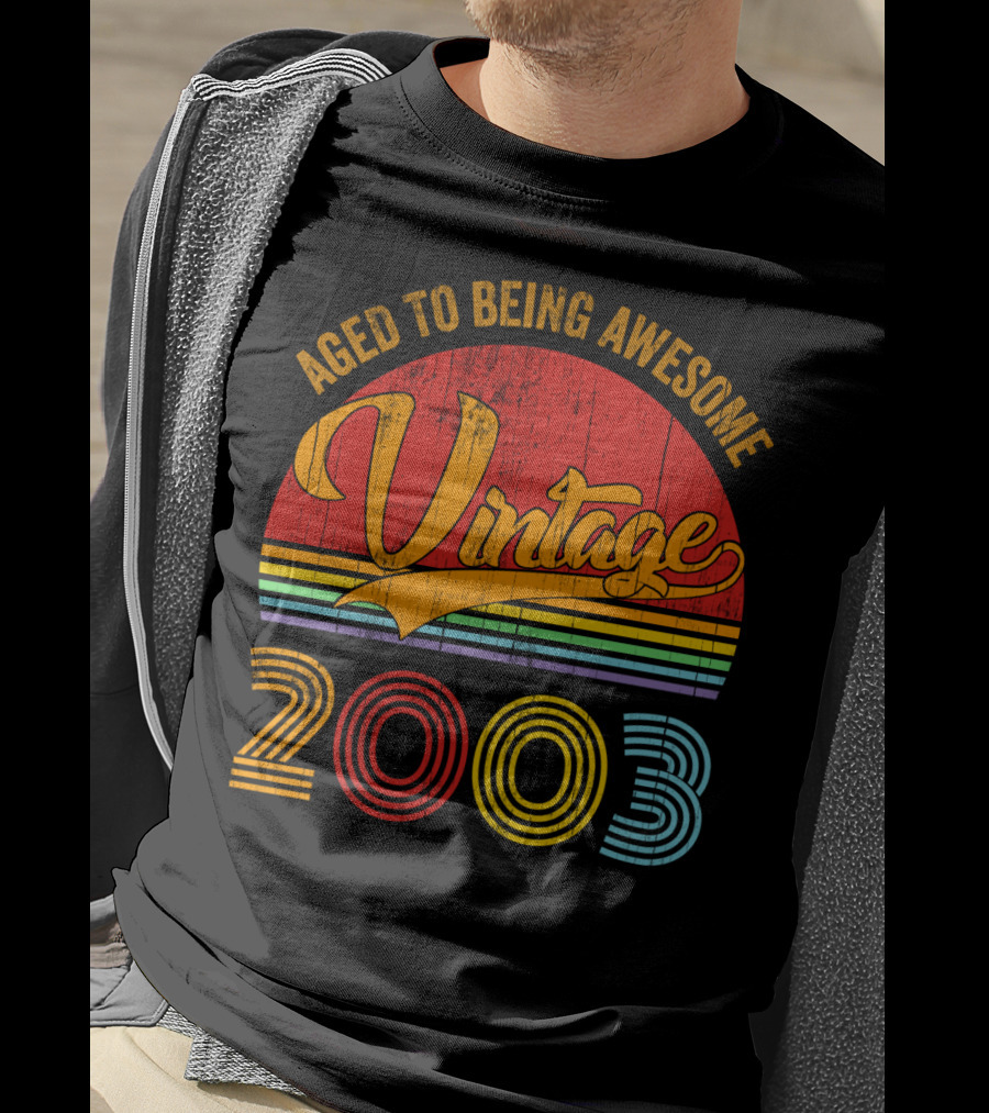 Aged To Being Awesome Vintage 2003 Rainbow T-Shirt
