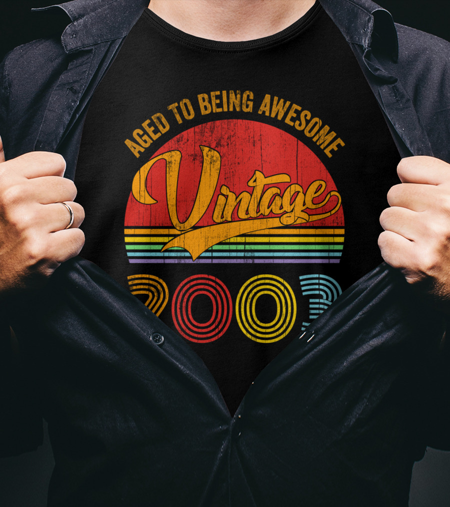 Aged To Being Awesome Vintage 2003 Rainbow T-Shirt