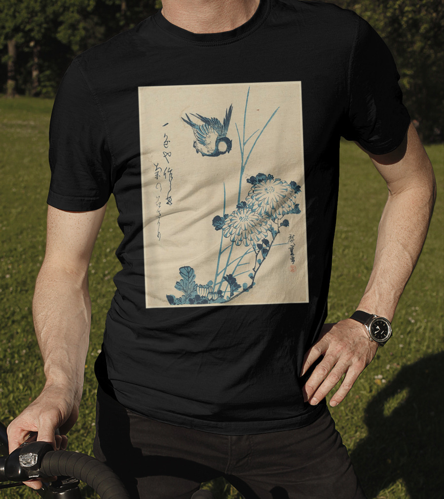 Classic Japanese Art Ukiyo-e Bird And Flowers Streetwear Aesthetic T-Shirt