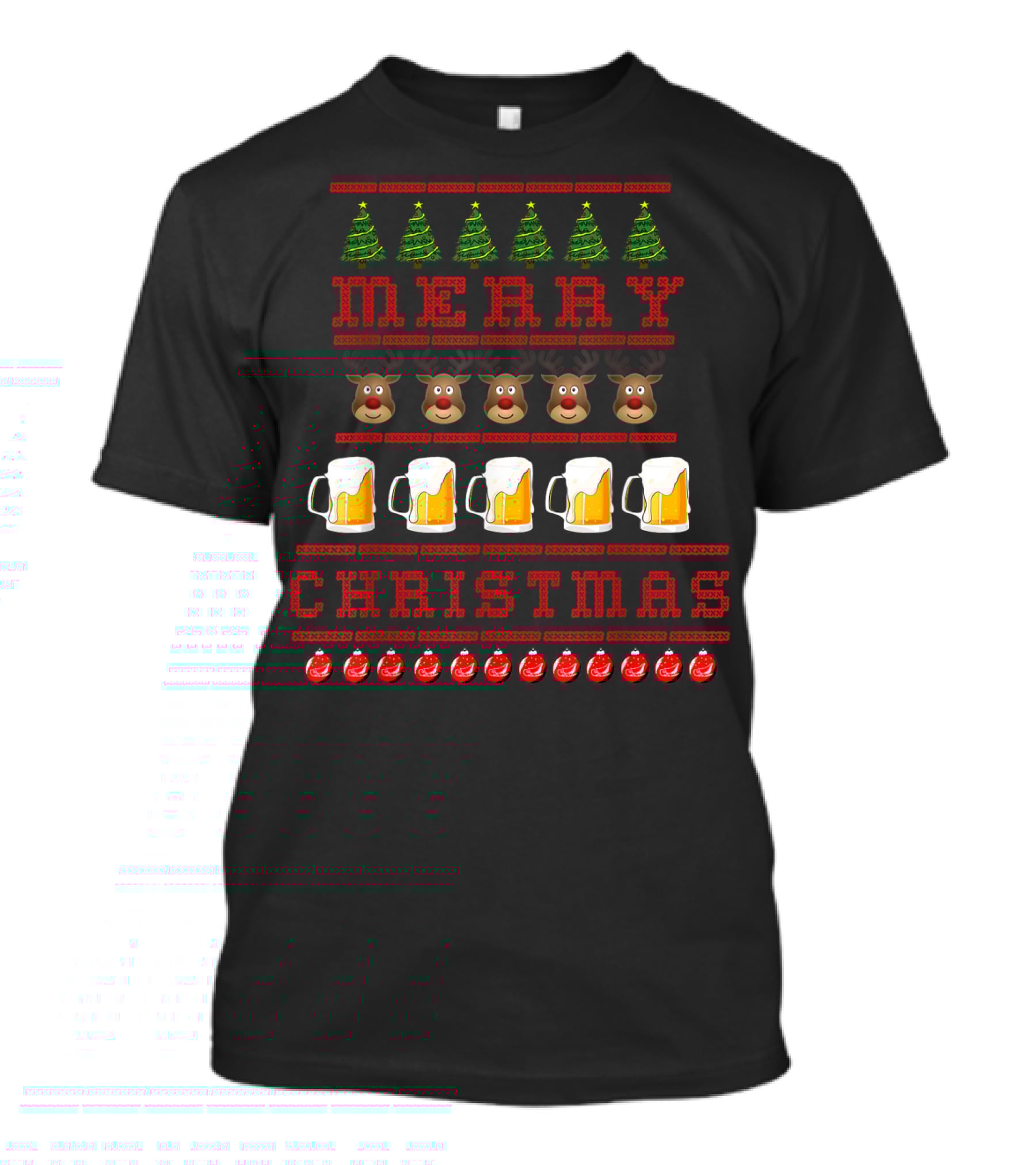 Merry Christmas Reindeer Beer Festive Ugly T-Shirt