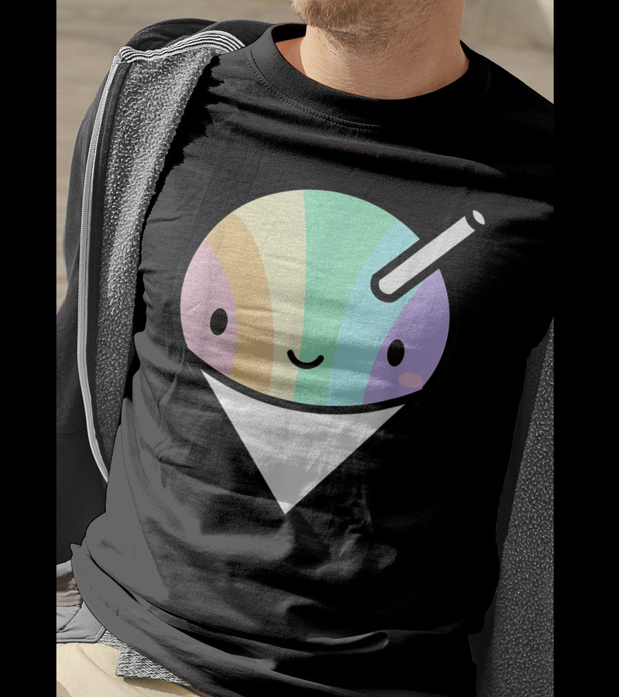 Kawaii Rainbow Shaved Ice Hawaiian Shave Ice Cute Smile Cone T-Shirt