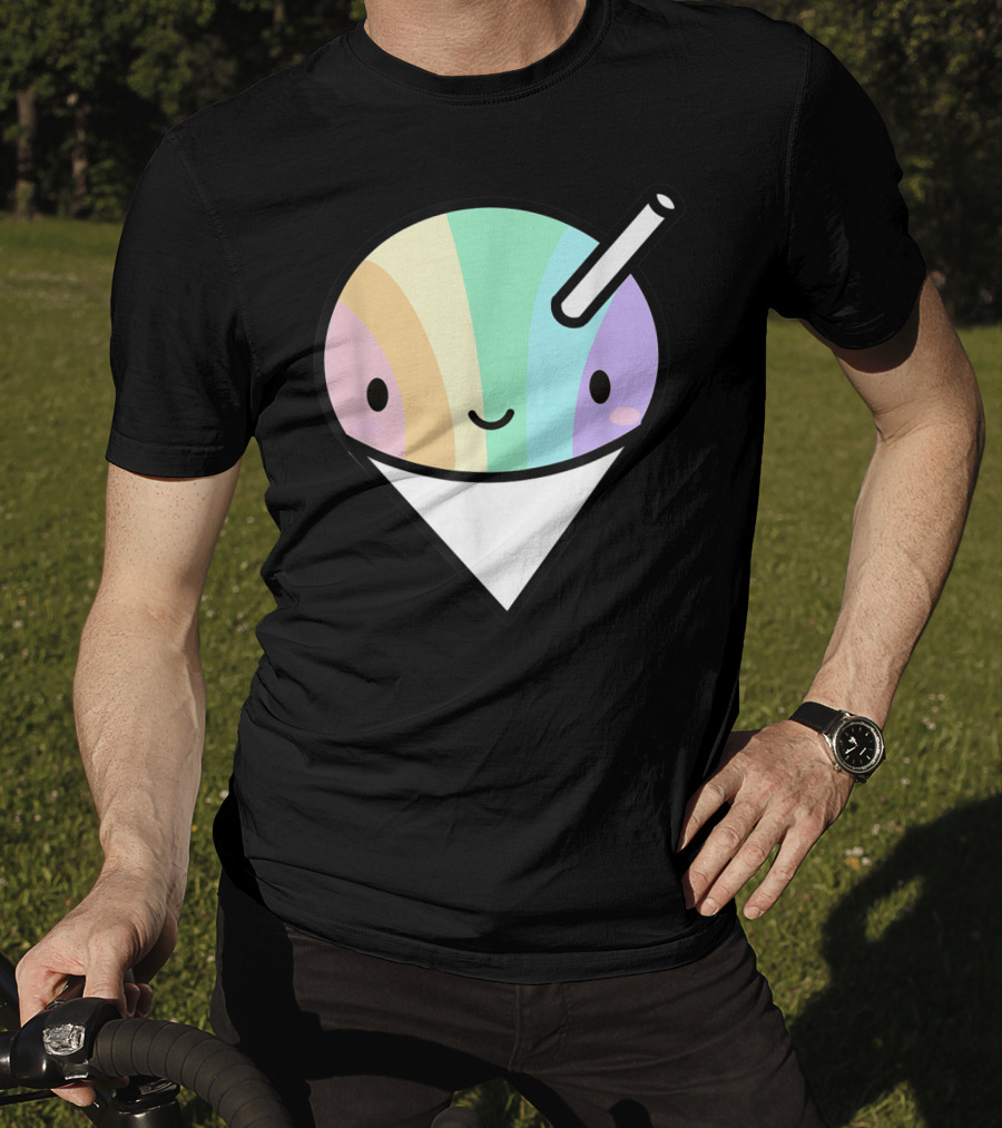 Kawaii Rainbow Shaved Ice Hawaiian Shave Ice Cute Smile Cone T-Shirt